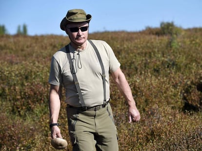 Una foto del presidente ruso Vladimir Putin durante sus vacaciones en el sur de Siberia, hace dos días