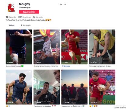 Perfil de TikTok de la Federación Española de Rugby