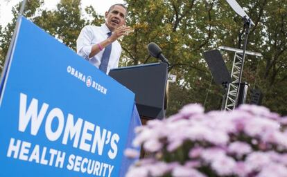 Barack Obama, durante su mitin en la Universidad George Mason.