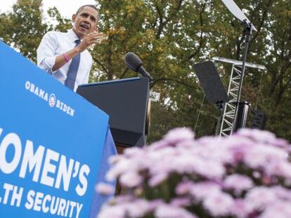 Barack Obama, durante su mitin en la Universidad George Mason.