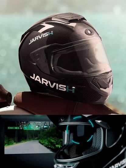 El nuevo casco de Jarvis puede integrar una pantalla de realidad aumentada, como vemos en la parte inferior de la imagen