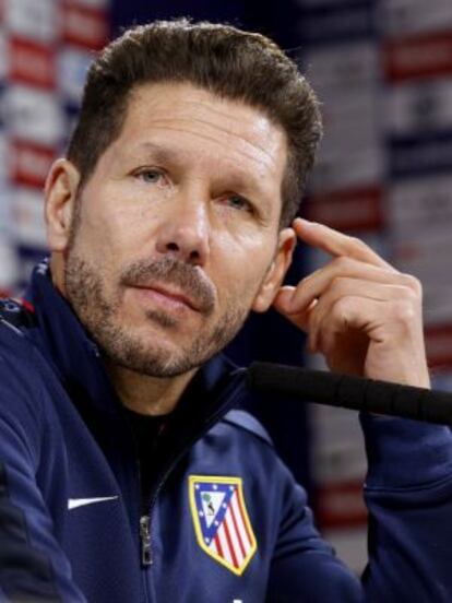 Simeone, en la rueda de prensa.