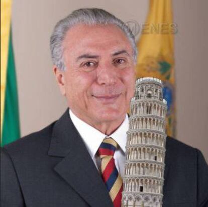 Meme com o presidente brasileiro Michel Temer.