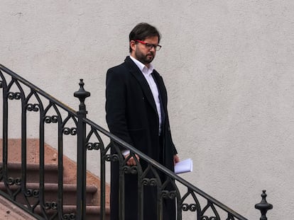 Gabriel Boric en el palacio presidencial La Moneda en Santiago de Chile.