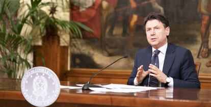 El primer ministro italiano, Giuseppe Conte, este domingo.