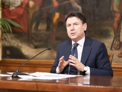 El primer ministro italiano, Giuseppe Conte, este domingo.