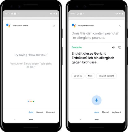 Modo intérprete del asistente de Google.