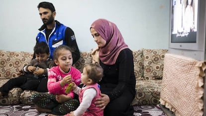 Una familia de refugiados en la ciudad turca de Gaziantep, a cien kilómetros de la frontera siria.