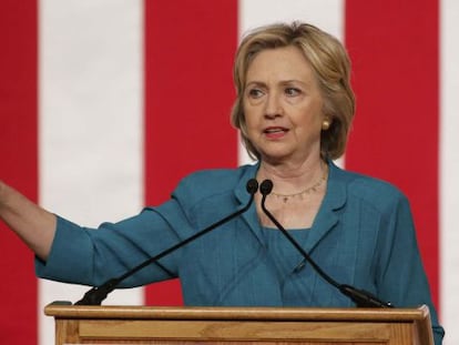 Hillary Clinton, durante seu discurso em Miami.