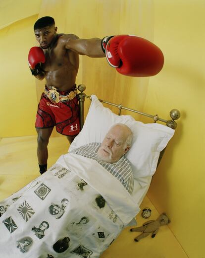 Peter Blake, soñando con boxear con el campeón de pesos pesados Anthony Joshua (Londres, 2016).