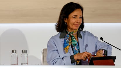 La presidenta del Banco Santander, Ana Botín, durante la presentación de los resultados de la entidad.