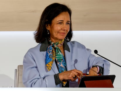 La presidenta del Banco Santander, Ana Botín, durante la presentación de los resultados de la entidad.