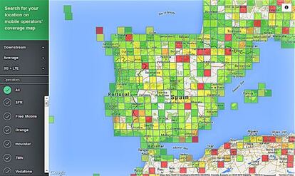 Cuanto m&aacute;s verde, mayor velocidad de la conexi&oacute;n m&oacute;vil. El mapa se basa en la geolocalizaci&oacute;n de los usuarios de Netradar. 