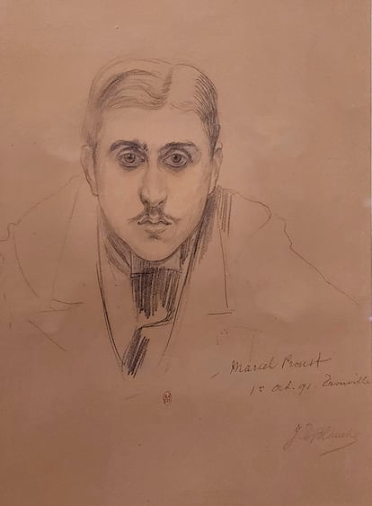 Marcel Proust, retratado por Jacques-Émile Blanche, una de las obras de Villa del Tiempo Recobrado, en Cabourg.