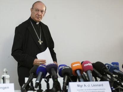 El cardenal primado de Bélgica, Andre-Joseph Léonard, ayer en Bruselas.
