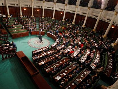 La Asamblea de Representantes del Pueblo, durante la intervención del primer ministro, Elies Fajfaj, este miércoles 26 de febrero.
