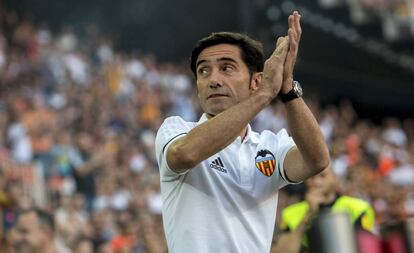 El entrenador del Valencia CF, Marcelino Garc&iacute;a Toral.