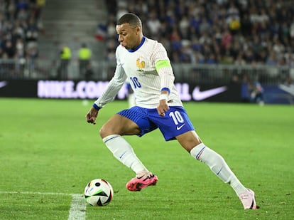 Kylian Mbappé, en un amistoso de Francia contra Canadá.