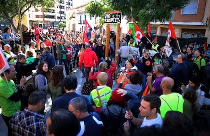 La Marcha por la Dignidad confluy&oacute; en la plaza de Patraix de Valencia. 