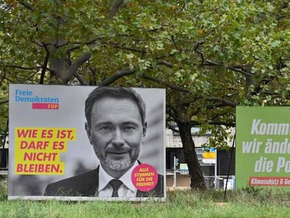 Carteles de los principales candidatos en las elecciones alemanas.