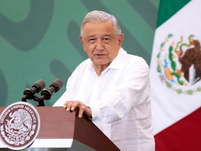 El presidente López Obrador, este viernes, en Chiapas.