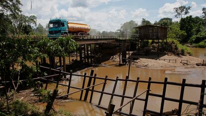 An area of the Yasuní National Park contaminated due to oil extraction.