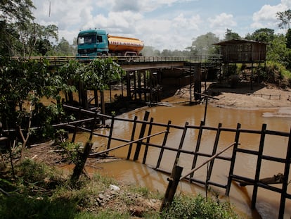 An area of the Yasuní National Park contaminated due to oil extraction.