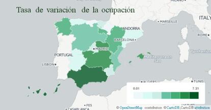 Más ocupación en todas las Comunidades