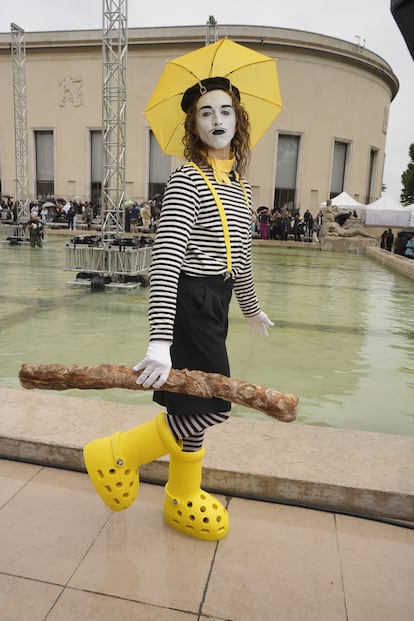 Tommy Cash dressed as Marcel Marceau during a runway show hosted by his artistic godfather, Rick Owens, this June during Paris Fashion Week.