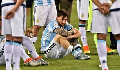 Leo Messi, despu&eacute;s de perder la final de la pasada Copa Am&eacute;rica contra Chile.