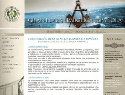 Portada de la web de la Gran Logia Simbólica de España.