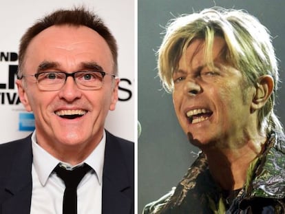 El director Danny Boyle y, a la derecha, el cantante David Bowie.