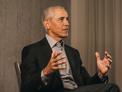 El expresidente Obama, el pasado domingo durante la entrevista.