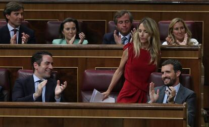 Cayetana Álvarez de Toledo, Pablo Casado y Teodoro García Egea.