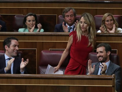 Cayetana Álvarez de Toledo, Pablo Casado y Teodoro García Egea.