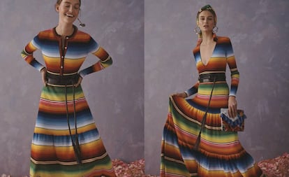 Vestidos da estilista Carolina Herrera inspirados no poncho de Saltillo.