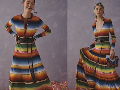 Vestidos da estilista Carolina Herrera inspirados no poncho de Saltillo.