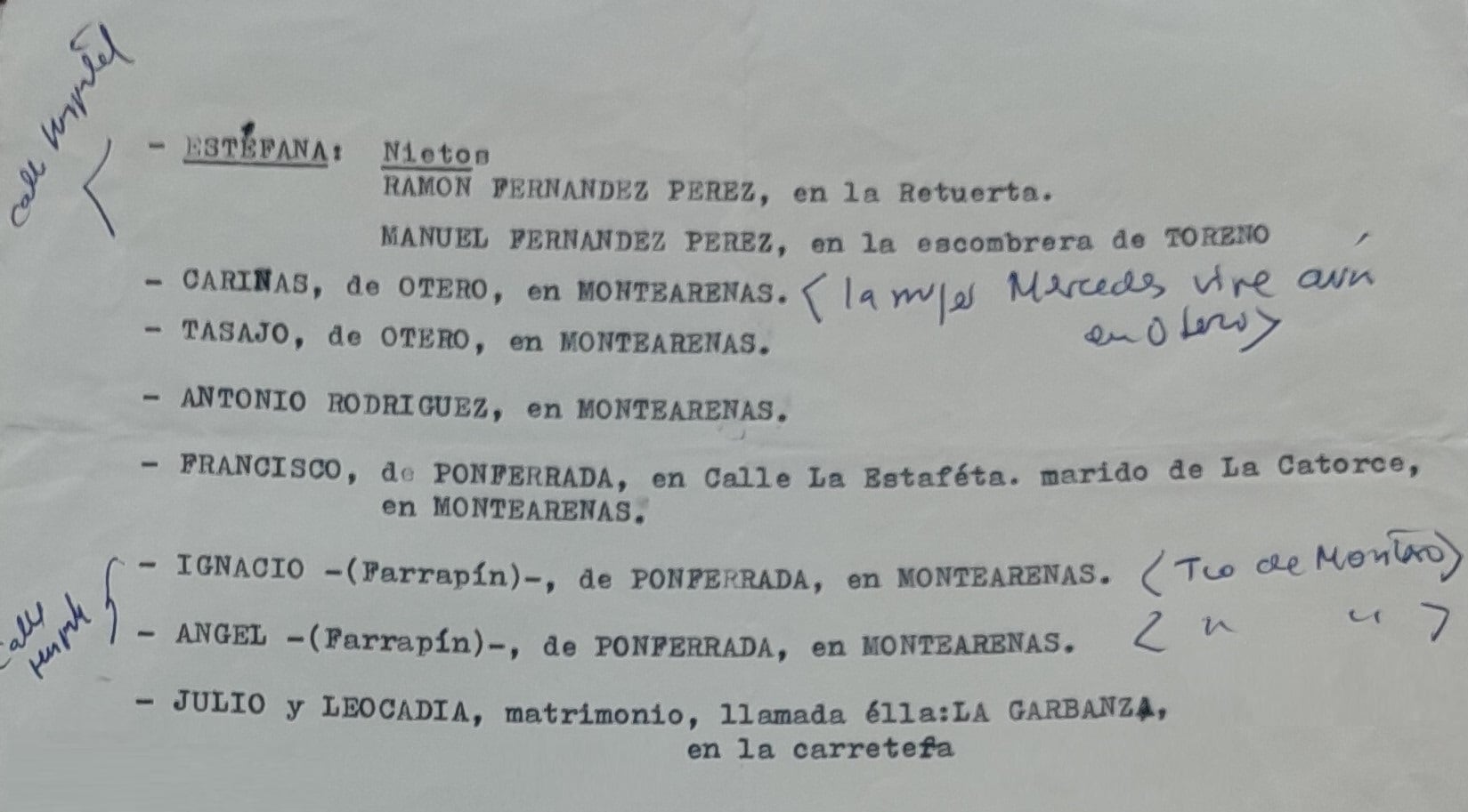 Una de las anotaciones que un hombre donó a Santiago Macías con la información que había recabado durante 50 años sobre la represión en El Bierzo.