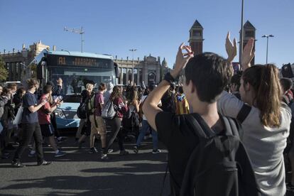 Protesta de estudiantes en Barcelona.