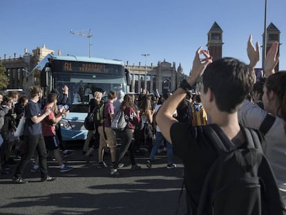 Protesta de estudiantes en Barcelona.