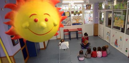 Niños en una guardería privada de Ferrol (A Coruña).
