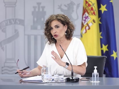 María Jesús Montero, ministra de Hacienda y Función Pública, este martes en la rueda de prensa posterior al Consejo de Ministros.