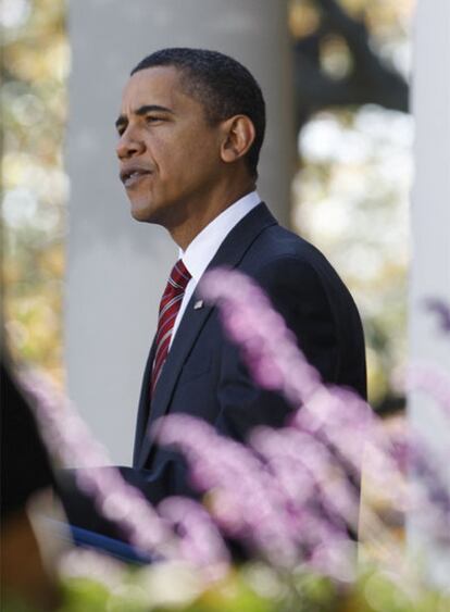 Barack Obama comparece ante la prensa ayer en la Casa Blanca.
