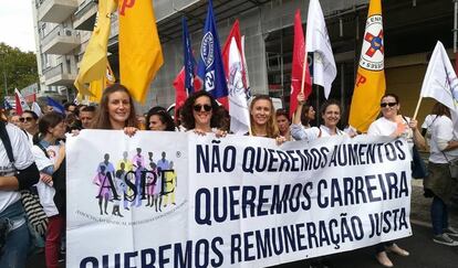 Manifestación de enfermeras en Portugal.