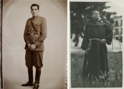 El soldado Francisco Pérez Ponte (izquierda) y fray Cándido Rial, dos de los nadies de la Guerra Civil.