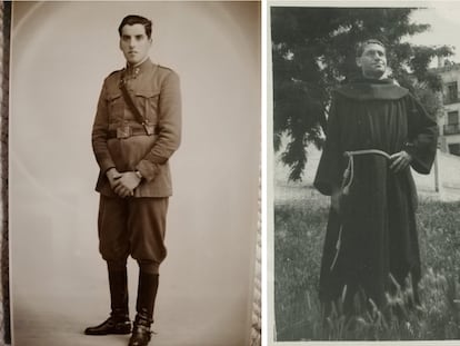 El soldado Francisco Pérez Ponte (izquierda) y fray Cándido Rial, dos de los nadies de la Guerra Civil.