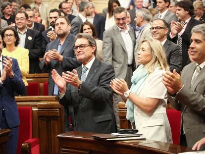 Artur Mas i Joana Ortega al Parlament.