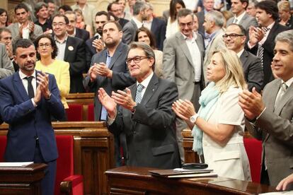 Artur Mas i Joana Ortega al Parlament.