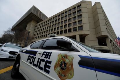 FBI police vehicles sit parked outside of the J. Edgar Hoover Federal Bureau of Investigation Building in Washington, U.S., February 1, 2018.