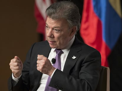 El presidente de Colombia, Juan Manuel Santos, en Washington